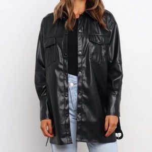 Petal and Pup Faux Leather Shacket